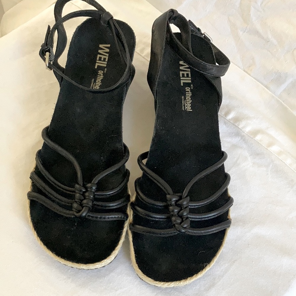 Dr. Weil Black Wedge Sandals Serenity sz 8